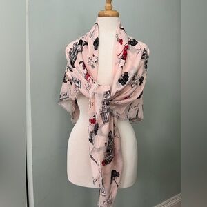 KARL LAGERFELD Pink Paris Themed Scarf
